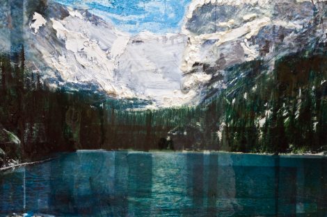Bergsee, Kris Kind, 2014, Painting, Collage, Oilpainting, 150 x 100 cm unique #kriskind #painting #collage #artwork #unique #bergsee framed signed 