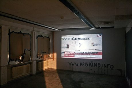 Kettenreaktion Fukushima, Video Installation, Kris Kind, 2011, 2019, #Kettenreaktion2016 #swiss #artwork #streetart #festival #kriskind #kindkris #fukushima50 #exhibition #gallery #streeartfair #artfair 